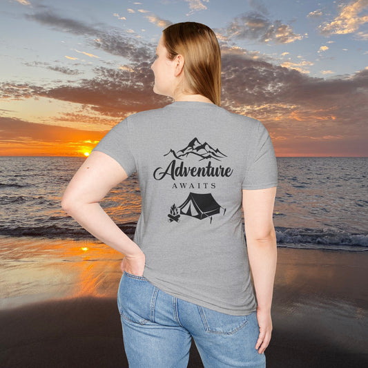 Adventure awaits Unisex Softstyle T-Shirt Free Shipping to USA, AU and NZ